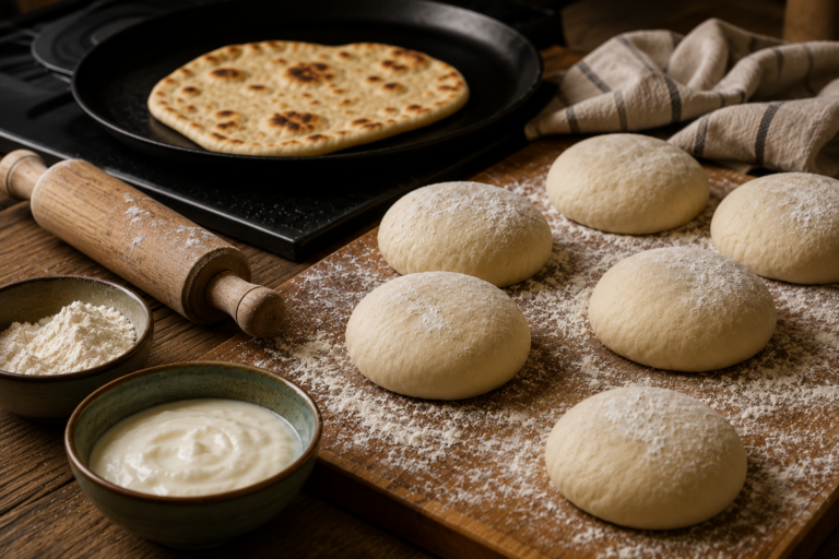 Domowe naan z patelni – prosty przepis na miękkie i puszyste placki